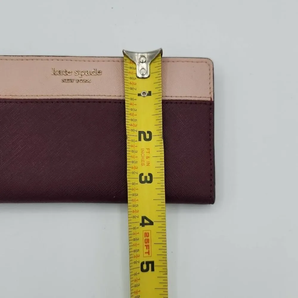 Kate Spade New York Cameron Wallet Lrg. Colorblock Slim Bifold Gold Zip $119